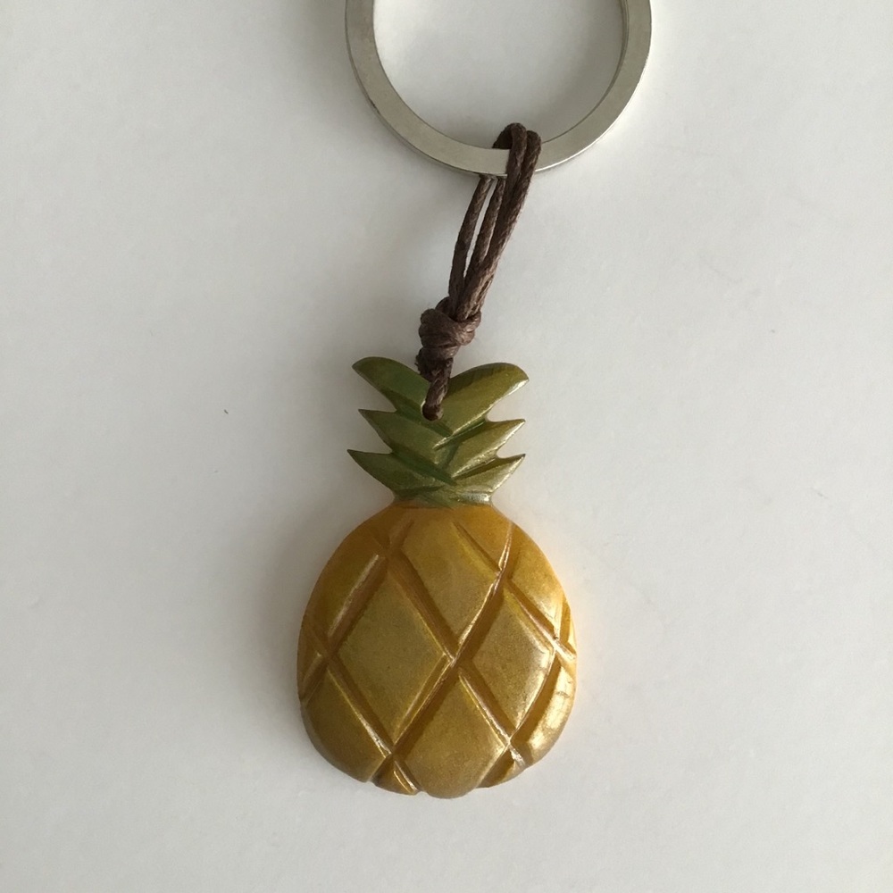 1 LEFT! NEW Pineapple Key Ring Chain Carved Tagua Nut Ecuador Hawaii Aloha HI - Picture 8 of 14